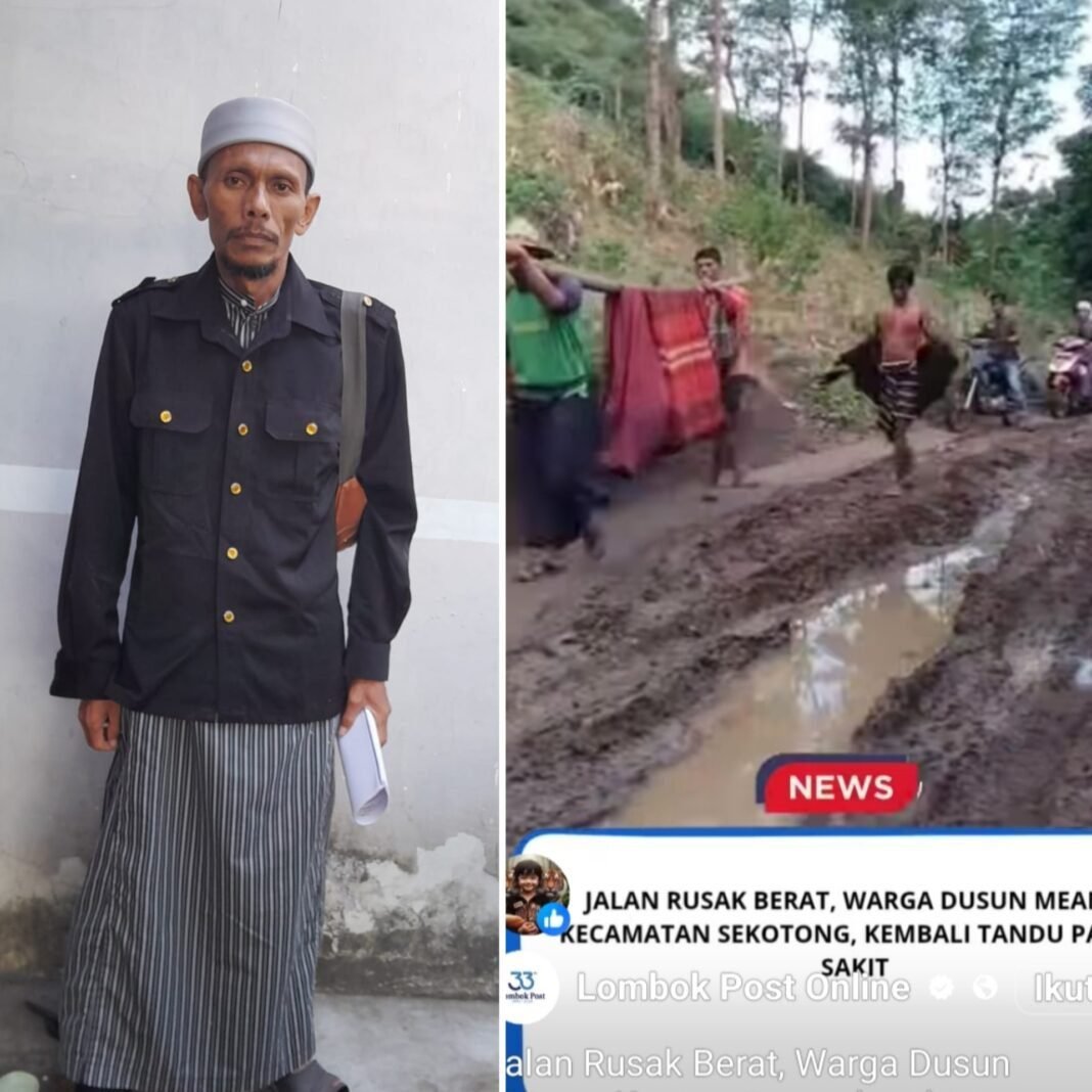 DARURAT JALAN DI MEANG, WARGA TANDU PASIEN SAKIT LEWATI LUMPUR DARURAT JALAN DI MEANG, WARGA TANDU PASIEN SAKIT LEWATI LUMPUR