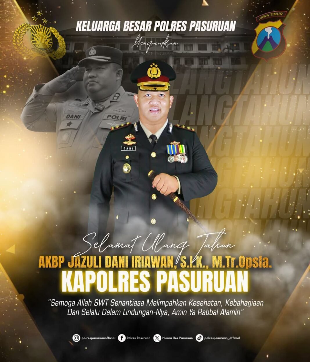 Ketua Umum Aliansi Jurnalis Bersatu ucapkan Milad Kepada AKBP Jazuli Dani Irawan Ketua Umum Aliansi Jurnalis Bersatu ucapkan Milad Kepada AKBP Jazuli Dani Irawan