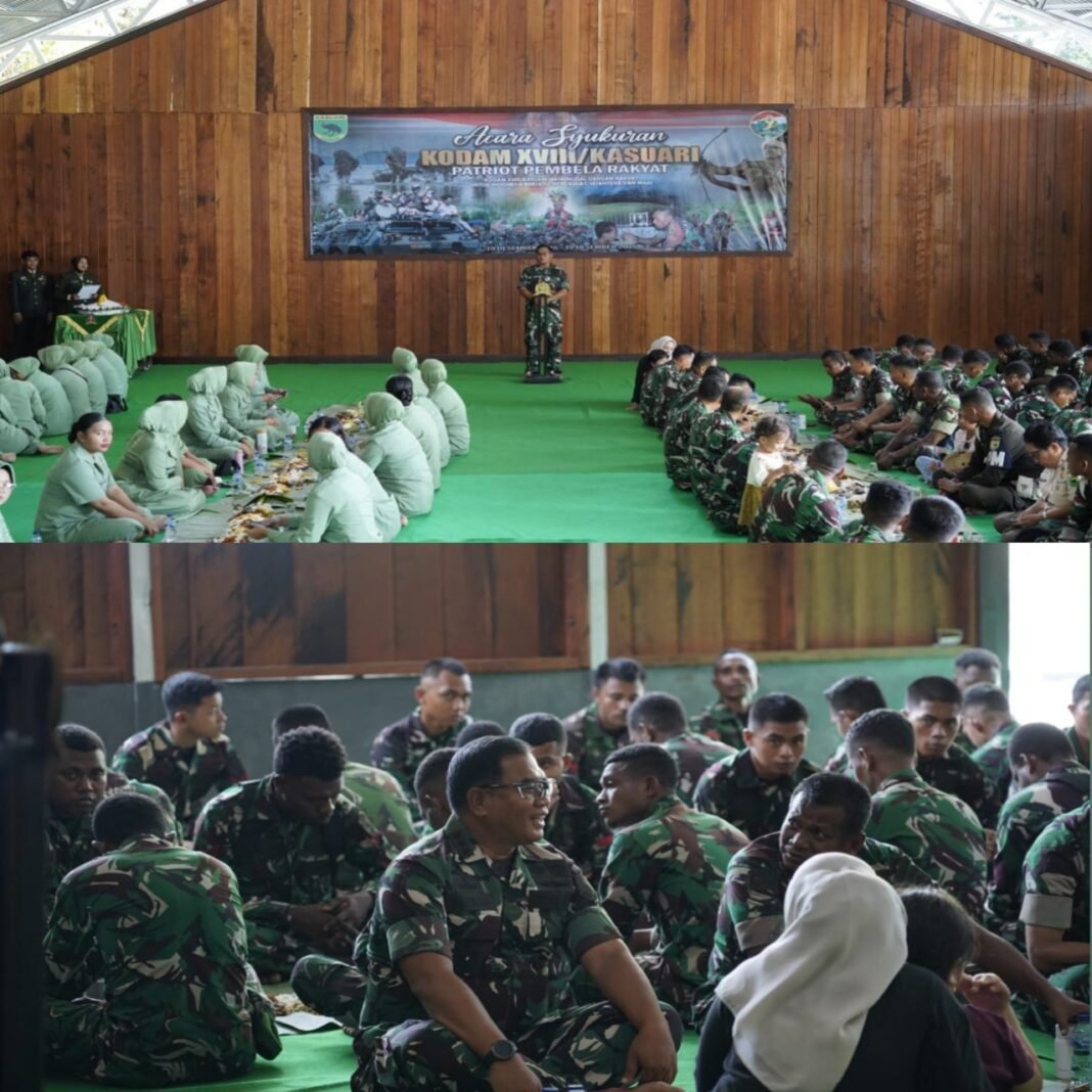 Kebersamaan dan Kekeluargaan Warnai Syukuran HUT Kodam XVIII/Kasuari di Korem 182/JO Kebersamaan dan Kekeluargaan Warnai Syukuran HUT Kodam XVIII/Kasuari di Korem 182/JO