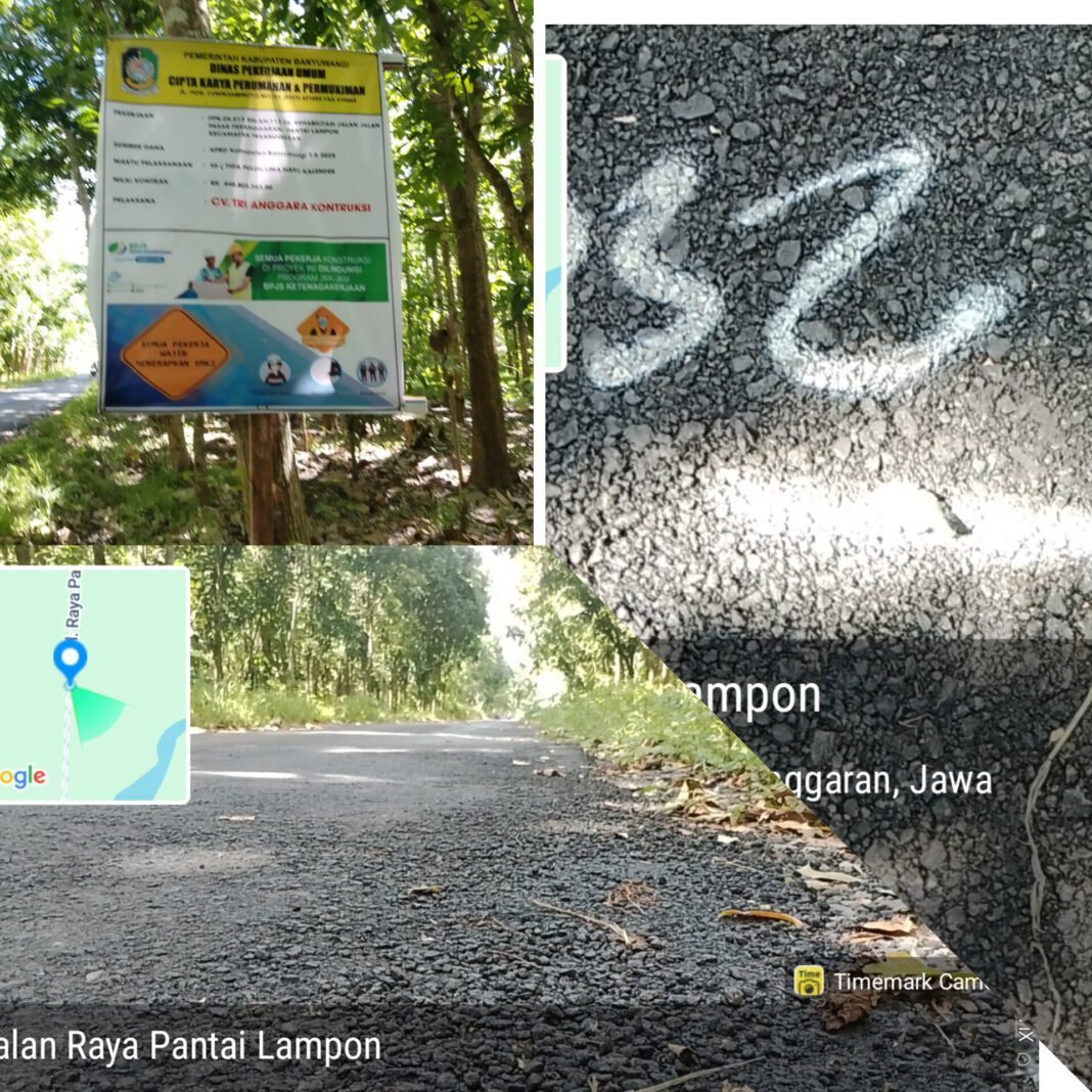 Aspal Bergelombang Meski Baru Sebulan, Proyek Jalan Pesanggaran–Pantai Lampon Disorot Warga Aspal Bergelombang Meski Baru Sebulan, Proyek Jalan Pesanggaran–Pantai Lampon Disorot Warga