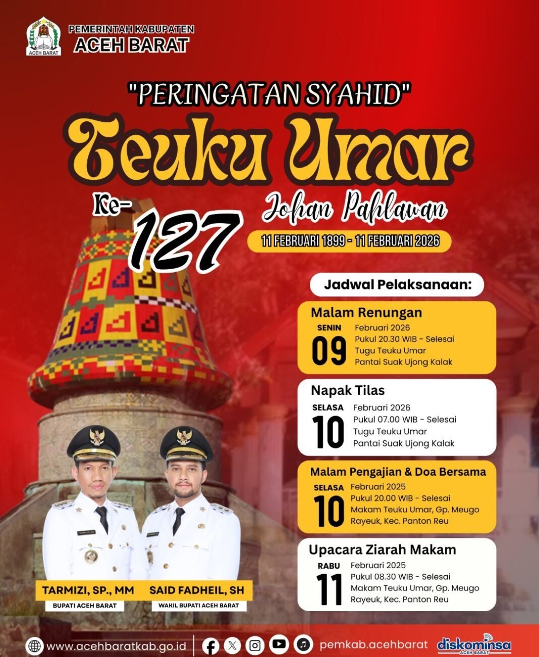Pemkab Aceh Barat Rampungkan Persiapan Peringatan Syahidnya Pahlawan Nasional Teuku Umar ke 127 Tahun 2026 Pemkab Aceh Barat Rampungkan Persiapan Peringatan Syahidnya Pahlawan Nasional Teuku Umar ke 127 Tahun 2026