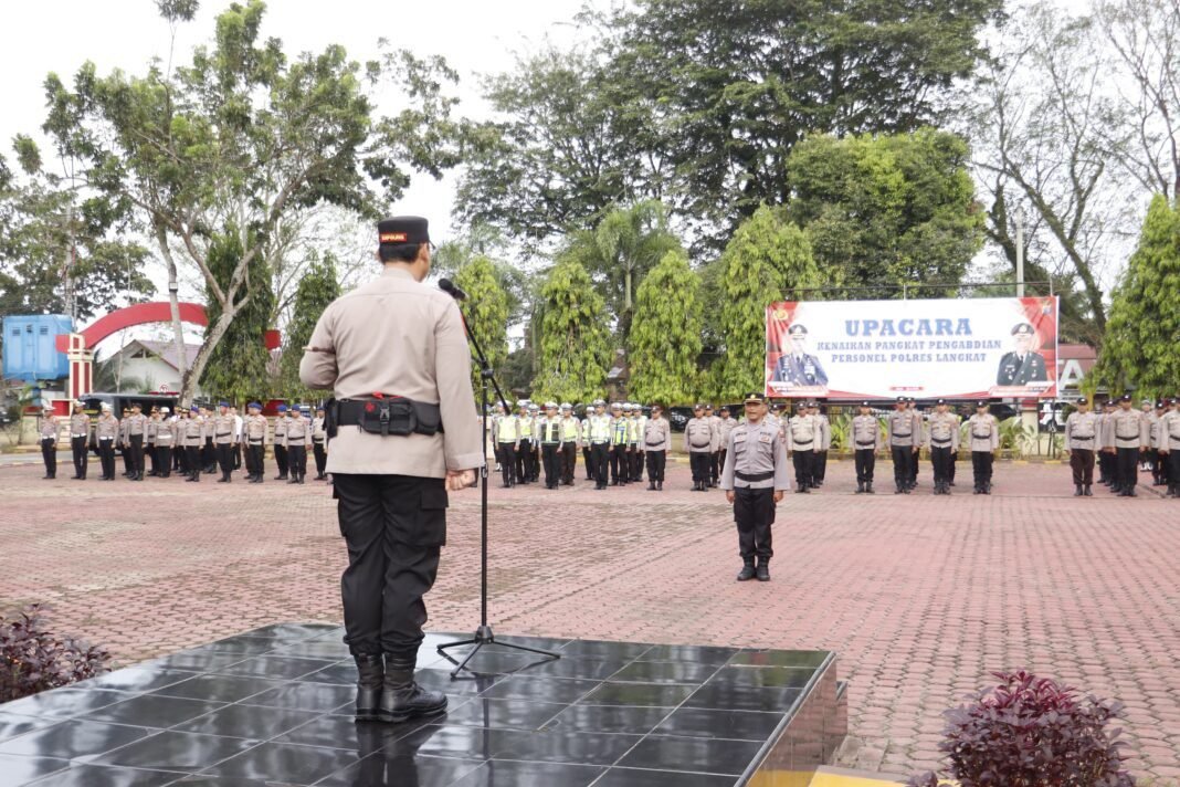 Kenaikan Pangkat Pengabdian di Polres Langkat, Kapolres Ingatkan Tantangan Tugas Semakin Kompleks