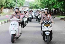 Pastikan Kamtibmas Kondusif Jelang Lebaran, Kapolres Ternate Pimpin Patroli Motor Pasukan Polwan