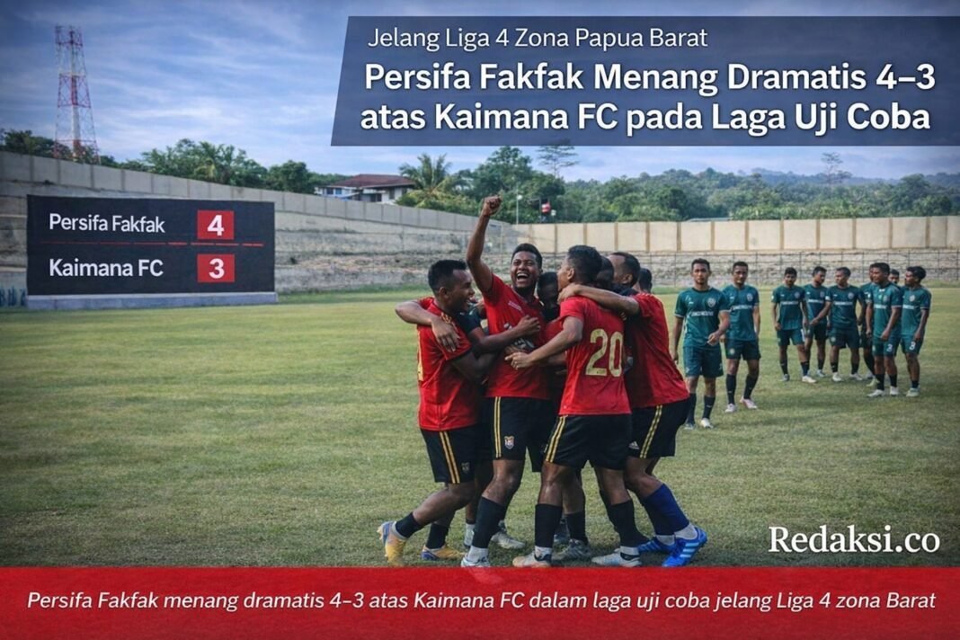 Jelang Liga 4 zona Papua Barat, Persifa Fakfak Menang Dramatis 4–3 atas Kaimana FC pada Laga Uji Coba. Jelang Liga 4 zona Papua Barat, Persifa Fakfak Menang Dramatis 4–3 atas Kaimana FC pada Laga Uji Coba.