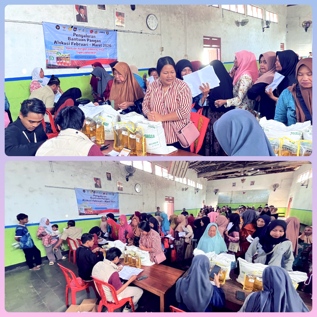 Pemdes Jogorogo Salurkan Bantuan Pangan Nasional Di Gedung Serbaguna Kepada 1383 KPM Pemdes Jogorogo Salurkan Bantuan Pangan Nasional Di Gedung Serbaguna Kepada 1383 KPM