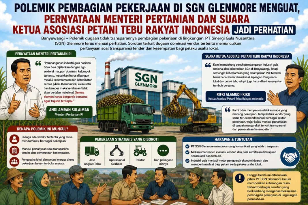 Polemik SGN Glenmore Menguat, Pelaku Usaha Lokal dan Petani Dorong Sistem Lebih Terbuka Polemik SGN Glenmore Menguat, Pelaku Usaha Lokal dan Petani Dorong Sistem Lebih Terbuka