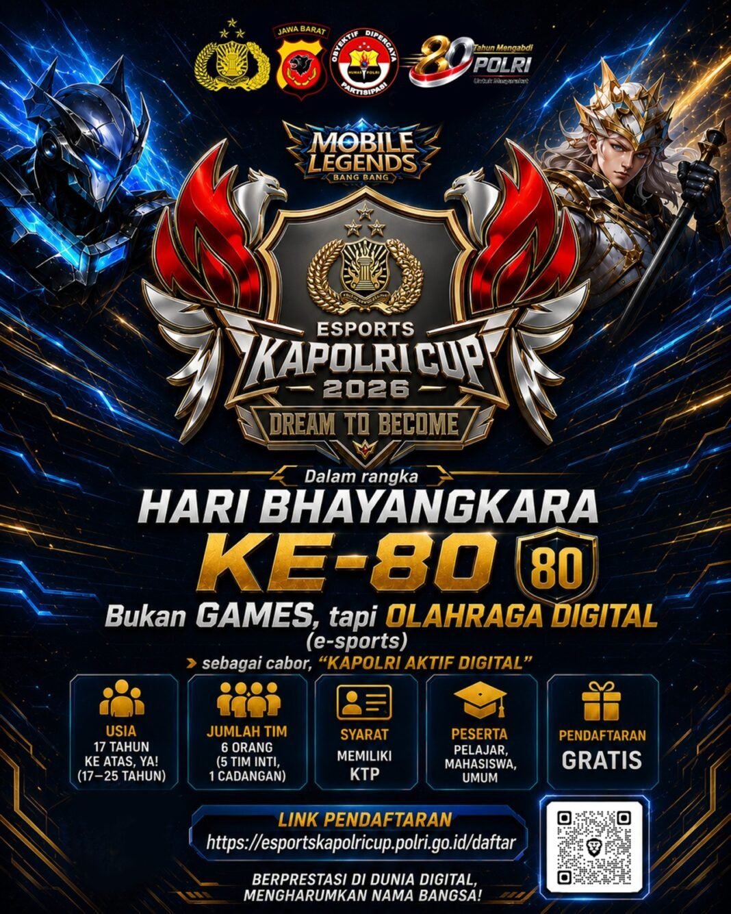 Resmi Dibuka! Kapolri Cup 2026 Jadi Wadah Prestasi Esports Mobile Legends Resmi Dibuka! Kapolri Cup 2026 Jadi Wadah Prestasi Esports Mobile Legends