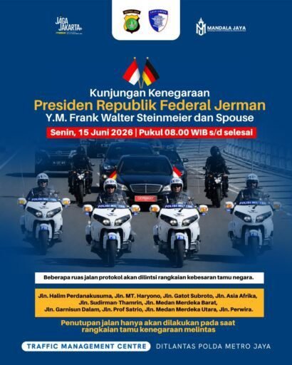 Polda Metro JayaSiagakan 585,Amankan KunjunganNegaraPresiden Jerman,PengaturanLalu LintasBerlaku Situasional* Polda Metro JayaSiagakan 585,Amankan KunjunganNegaraPresiden Jerman,PengaturanLalu LintasBerlaku Situasional*