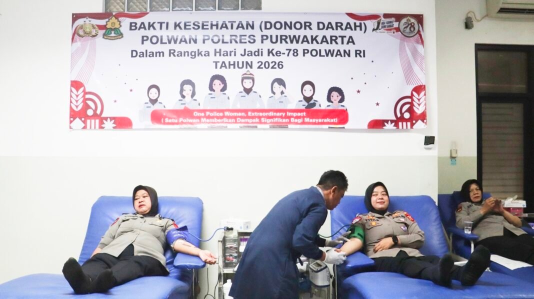 Sambut Hari Jadi ke-78 Polwan, Polwan Polres Purwakarta Gelar Bakti Kesehatan Donor Darah Sambut Hari Jadi ke-78 Polwan, Polwan Polres Purwakarta Gelar Bakti Kesehatan Donor Darah