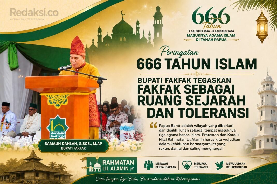 Peringatan 666 Tahun Islam, Bupati Fakfak Tegaskan Fakfak sebagai Ruang Sejarah dan Toleransi. Peringatan 666 Tahun Islam, Bupati Fakfak Tegaskan Fakfak sebagai Ruang Sejarah dan Toleransi.