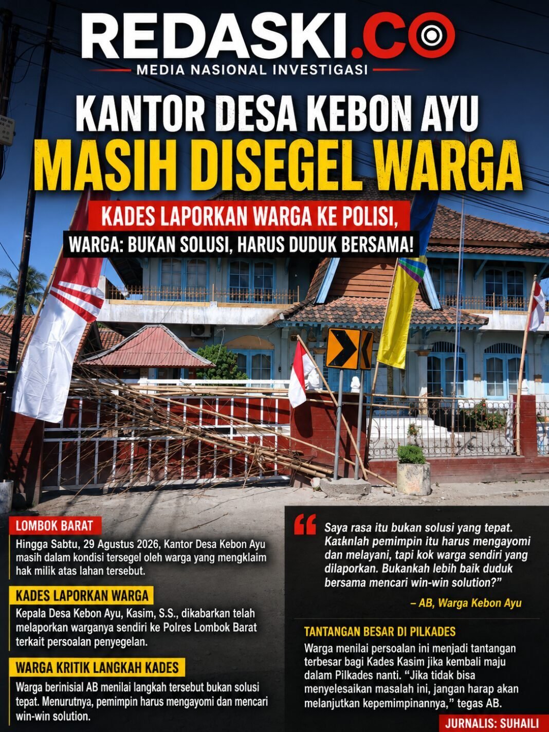 Kantor Desa Kebon Ayu Masih Disegel, Warga Kritik Kades Laporkan Warganya ke Polisi Kantor Desa Kebon Ayu Masih Disegel, Warga Kritik Kades Laporkan Warganya ke Polisi