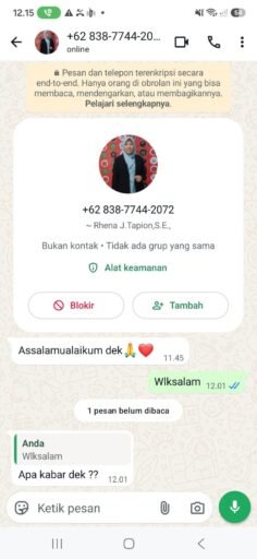 WASPADA! Beredar Chat WhatsApp Catut Nama Rhena J. Topian, Diduga Dipakai untuk Meminta Uang WASPADA! Beredar Chat WhatsApp Catut Nama Rhena J. Topian, Diduga Dipakai untuk Meminta Uang
