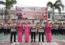 KAPOLRES PURWOREJO PIMPIN LANGSUNG UPACARA SERTIJAB WAKAPOLRES PURWOREJO
