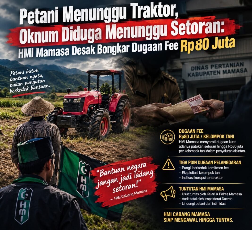 Dugaan Pungutan Rp80 Juta Bayangi Bantuan Alsintan Mamasa, HMI: Usut Tuntas! Dugaan Pungutan Rp80 Juta Bayangi Bantuan Alsintan Mamasa, HMI: Usut Tuntas!
