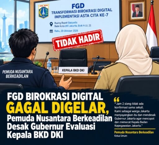 Kepala BKD DKI Tak Hadir di FGD Transformasi Birokrasi Digital, PNB Desak Gubernur Evaluasi Pejabat Kepala BKD DKI Tak Hadir di FGD Transformasi Birokrasi Digital, PNB Desak Gubernur Evaluasi Pejabat